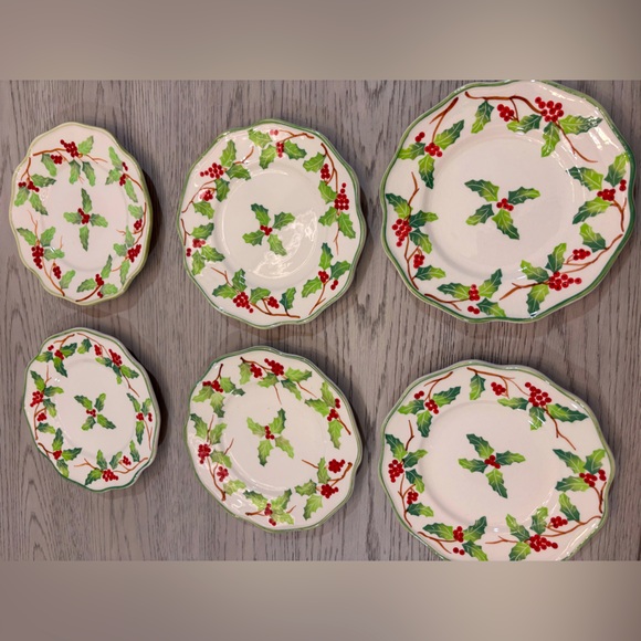 Andrea Sadek Set Of 6 Holiday Salad Plates ***Sold As A Set - Picture 2 of 5